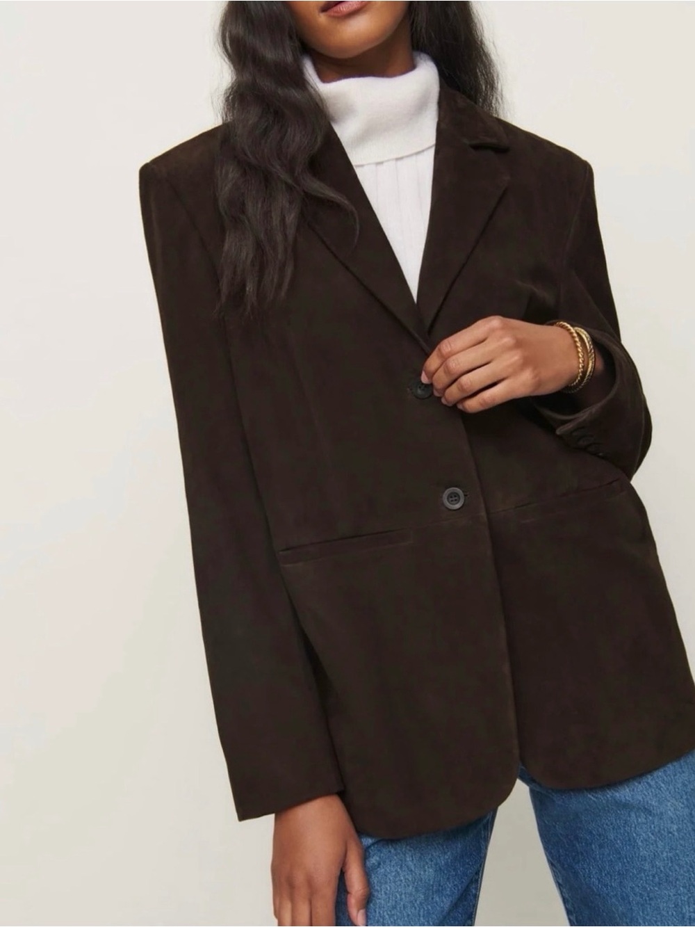 Reformation Veda Oversized Leon Oversized Brown Suede Blazer NWT Size Medium